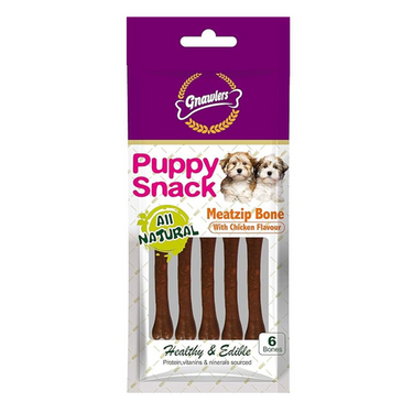 Gnawlers Puppy Snack-Meat Zip Bone With Chicken Flavor 6pcs/pack (40g)